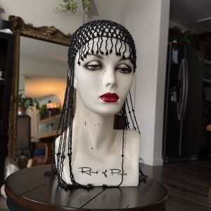Beaded Black Flapper Headpiece